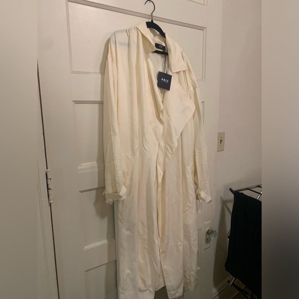 Able Irena Antique White Long Trench Coat